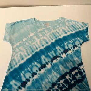 Chico's Blue Short Sleeve Tie-Dye Tee